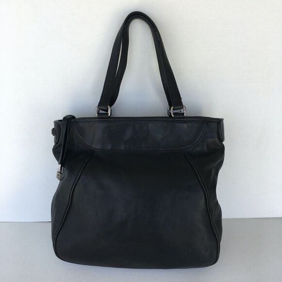 Michael Kors Smooth Leather North South Tote/Shoulder Bag Silver/Black - Picture 1 of 12